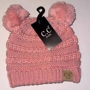 C.C Baby Pink‎ Pom Pom Beanie NWT